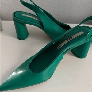 Zara Vibrant Green Slingback Heels